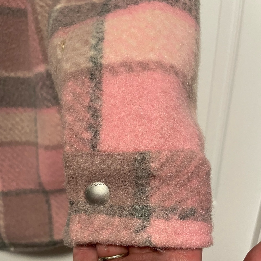 Blank NYC Plaid Sherpa Wool Coat Women's Small Fleece Jacket - Picture 12 of 14